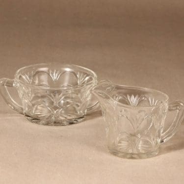 Riihimäen lasi sokerikko ja kermakko, kirkas, 2 kpl, suunnittelija ,