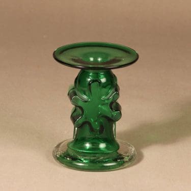 Riihimäen lasi Kasperi kynttilänjalka, vihreä, suunnittelija Erkkitapio Siiroinen,