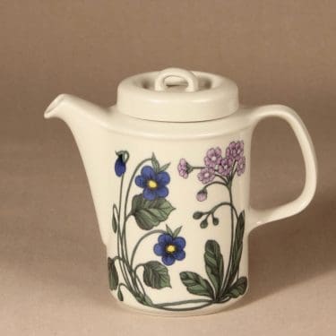 Arabia Flora kahvikaadin, 1.33 l, suunnittelija Esteri Tomula, 1.33 l, kukkakuvio, serikuva, 1.33 l