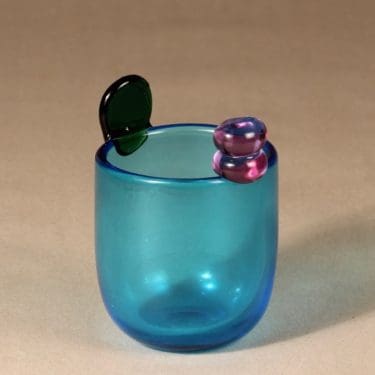 Nuutajärvi Pampula maljakko, turkoosi, suunnittelija Oiva Toikka, pop art, signeerattu