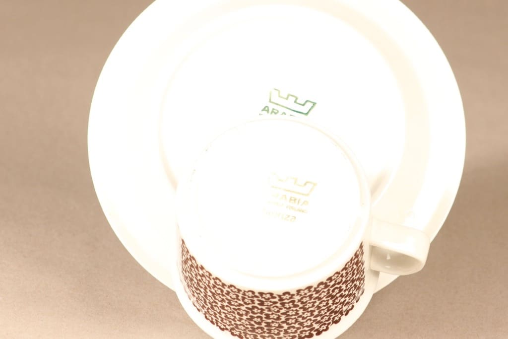 Arabia Faenza kukka teekuppi, ruskeakukka, suunnittelija Inkeri Seppälä, ruskeakukka, serikuva, kukka-aihe kuva 3