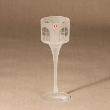 Iittala Balladi kynttilälyhty, kirkas, suunnittelija Jorma Vennola, jalallinen, matta