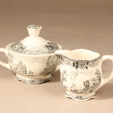 Arabia Maisema sokerikko ja kermakko, harmaa, suunnittelija , kuparipainokoriste