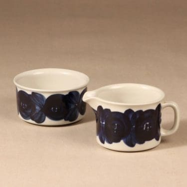 Arabia Anemone sokerikko ja kermakko, käsinmaalattu, suunnittelija Ulla Procope, käsinmaalattu