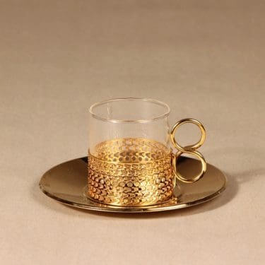 Iittala Karaatti cup and saucer, gold-plated, Timo Sarpaneva, 