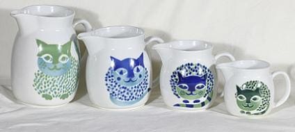 Arabia Gunvor Olis-Grönqvist Kissa kannu, neljä eri kokoa