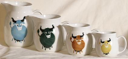 Arabia Heluna kannu, lehmäaihe, 4 eri kokoa