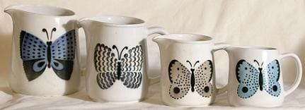 Arabia Perho kannu, perhonen, perhosaihe, 4 eri kokoa