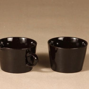 Arabia Kilta sugar bowl and creamer, brown, Kaj Franck,