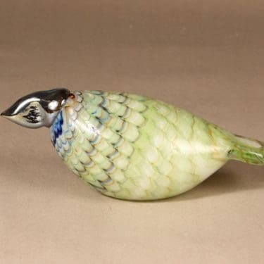 Nuutajärvi Birds by Toikka taidelasilintu, Kutoja Knitter, suunnittelija Oiva Toikka, Kutoja Knitter, signeerattu, filigraani