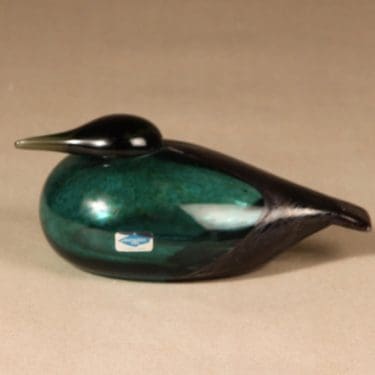 Nuutajärvi Birds by Toikka taidelasilintu, Haahkatar, suunnittelija Oiva Toikka, Haahkatar, signeerattu, numeroitu, yrityslintu