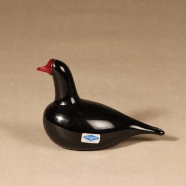 Nuutajärvi Birds by Toikka Nokikana, signeerattu, suunnittelija Oiva Toikka, signeerattu, signeerattu