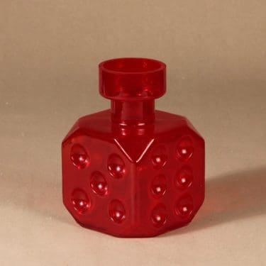 Riihimäen lasi Arpa on heitetty maljakko, punainen, suunnittelija Erkkitapio Siiroinen, noppa