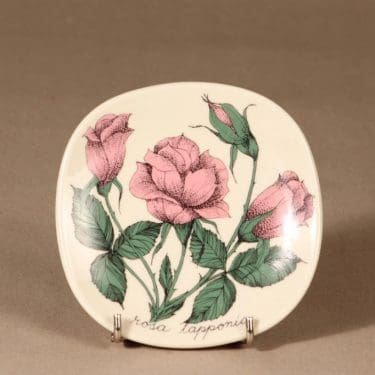 Arabia Botanica seinälautanen, Rosa lapponia, suunnittelija Esteri Tomula, Rosa lapponia, serikuva, kukka-aihe