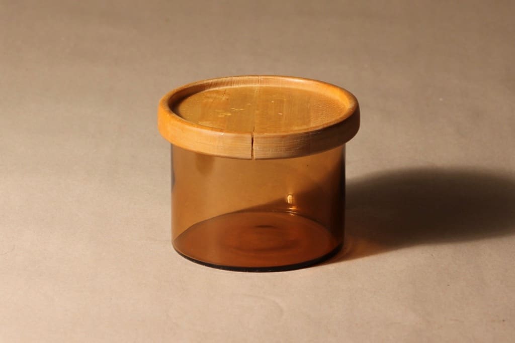 Nuutajärvi Purtilo jar, wooden lid, designer Kaj Franck