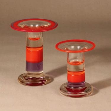 Nuutajärvi kynttilänjalka, uniikki, 2 kpl, suunnittelija Kerttu Nurminen, uniikki, signeerattu, uniikki