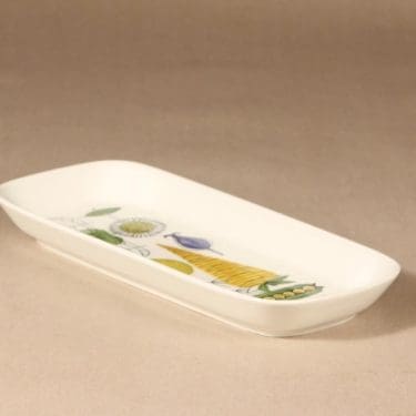 Arabia Vegeta tarjoilukulho, käsinmaalattu, suunnittelija Esteri Tomula, käsinmaalattu, käsinmaalattu, vihannesaihe, matala