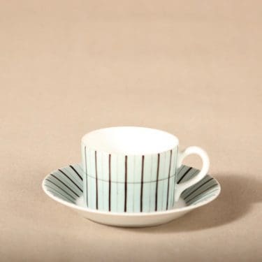 Arabia TM mokkakuppi, käsinmaalattu, suunnittelija Esteri Tomula, käsinmaalattu, käsinmaalattu, raitakoriste