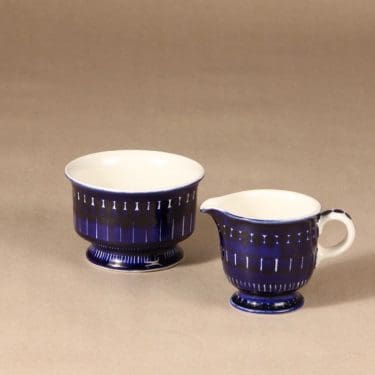 Arabia Valencia sokerikko ja kermakko, käsinmaalattu, suunnittelija Ulla Procope, käsinmaalattu, käsinmaalattu, signeerattu