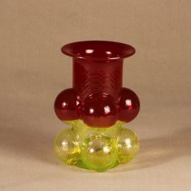 Nuutajärvi Pajazzo maljakko, punainen|keltainen, suunnittelija Nanny Still, retro