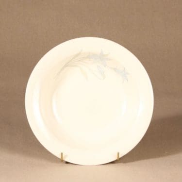 Arabia Sinikello lautanen, syvä, suunnittelija Esteri Tomula, syvä, serikuva, kukka-aihe