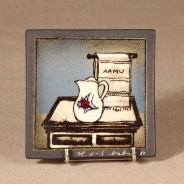 Arabia Aamu, seinälaatta, suunnittelija Heljä Liukko-Sundström, seinälaatta, serikuva, pieni