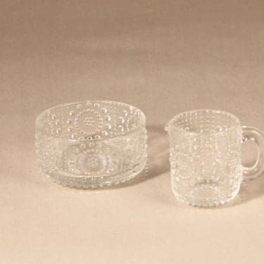 Riihimäen lasi Grapponia sokerikko ja kermakko, kirkas, 2 kpl, suunnittelija Nanny Still,
