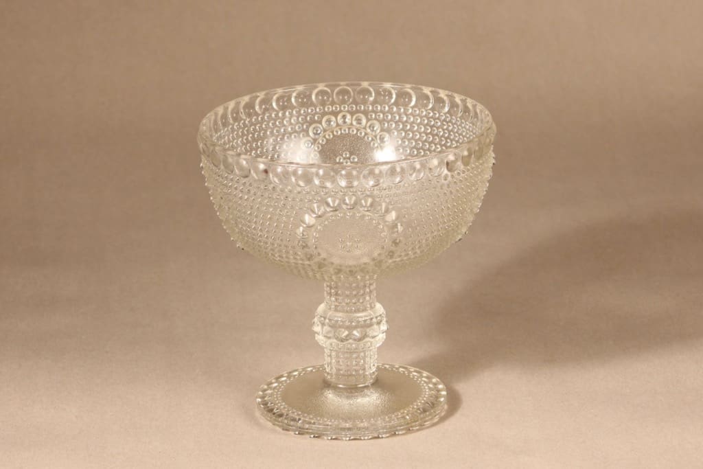 Riihimäen lasi Grapponia kulho, jalallinen, suunnittelija Nanny Still, jalallinen, jalallinen