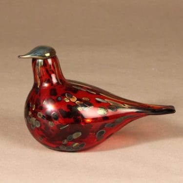 Nuutajärvi Rubiinilintu, rubiininpunainen, suunnittelija Oiva Toikka, signeerattu