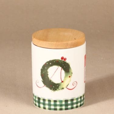 Arabia Joulukranssi purnukka, kannellinen, suunnittelija Minna Immonen, kannellinen, joulu-aihe