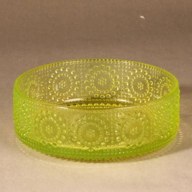 Riihimäen lasi Grapponia kulho, keltainen, suunnittelija Nanny Still,