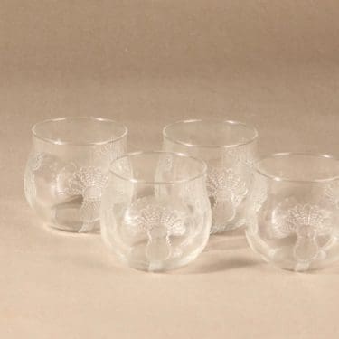 Nuutajärvi Silja juomalasi, kirkas, 4 kpl, suunnittelija Heikki Orvola,