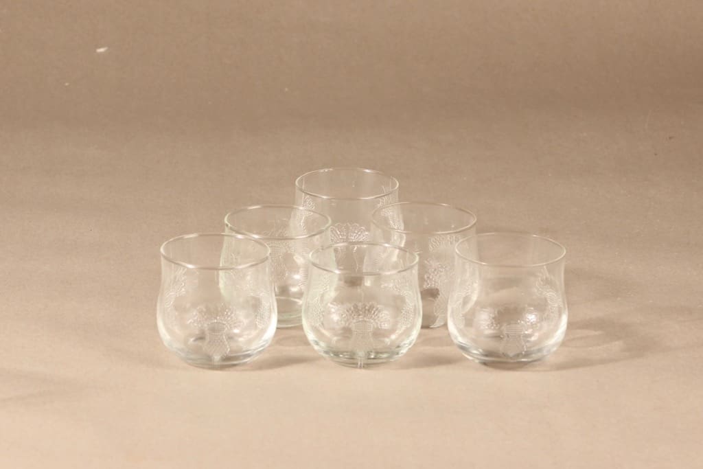 Nuutajärvi Silja lasi, pieni, 6 kpl, suunnittelija Heikki Orvola, pieni