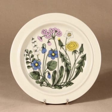 Arabia Flora lautanen, matala, suunnittelija Esteri Tomula, matala, serikuva, kukka-aihe