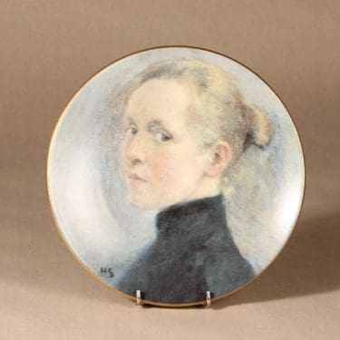 Arabia Omakuva seinälautanen, suunnittelija Helene Schjerfbeck, serikuva, naisaihe, Omakuva