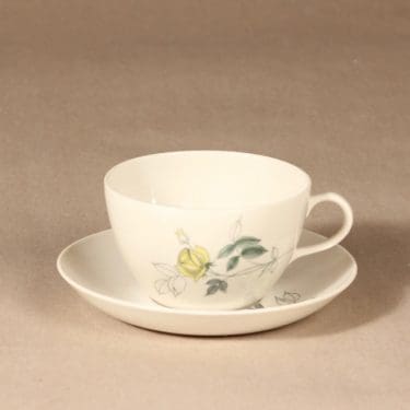 Arabia Julia kahvikuppi, käsinmaalattu, suunnittelija Hilkka-Liisa Ahola, käsinmaalattu, Kukka-aihe, käsinmaalattu