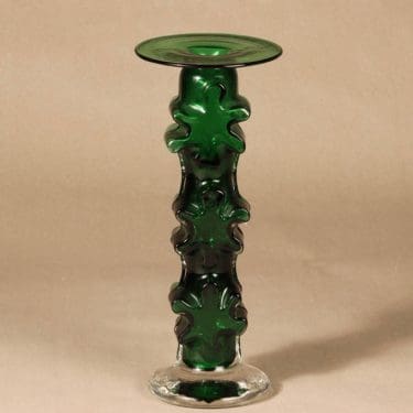 Riihimäen lasi Kasperi kynttilänjalka, signeerattu, suunnittelija Erkkitapio Siiroinen, signeerattu