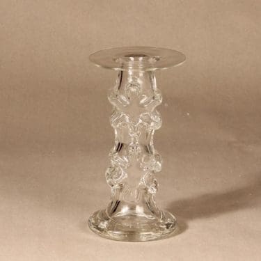 Riihimäen lasi Kasperi kynttilänjalka, kirkas, suunnittelija Erkkitapio Siiroinen,