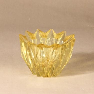 Riihimäen lasi Lumpeenkukka malja, signeerattu, suunnittelija Aimo Okkolin, signeerattu, Signeerattu Aimo Okkolin Riihimäen lasi Oy