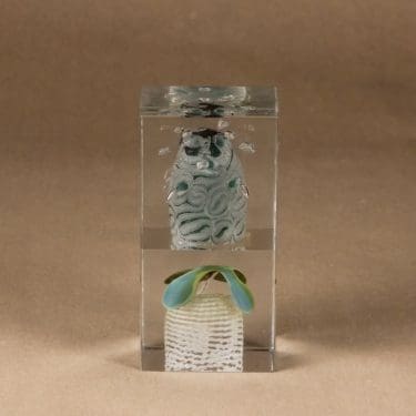 Nuutajärvi erikoiskuutio, signeerattu, suunnittelija Oiva Toikka, signeerattu, signeerattu