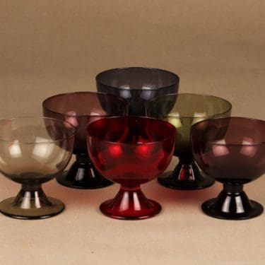 Nuutajärvi Bistro jälkiruokakulho, eri värejä, 6 kpl, suunnittelija Saara Hopea,