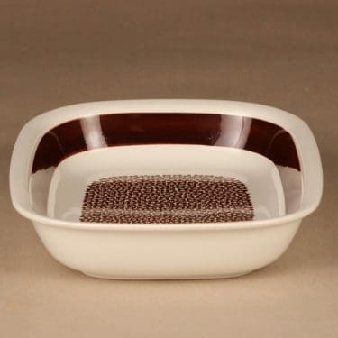 Arabia Faenza kukka vuoka, ruskea, suunnittelija Inkeri Seppälä, serikuva, kukkakuvio