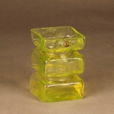 Riihimäen lasi Pala maljakko, keltainen, suunnittelija Helena Tynell,