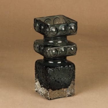 Riihimäen lasi Kehrä maljakko, siniharmaa, suunnittelija Tamara Aladin,