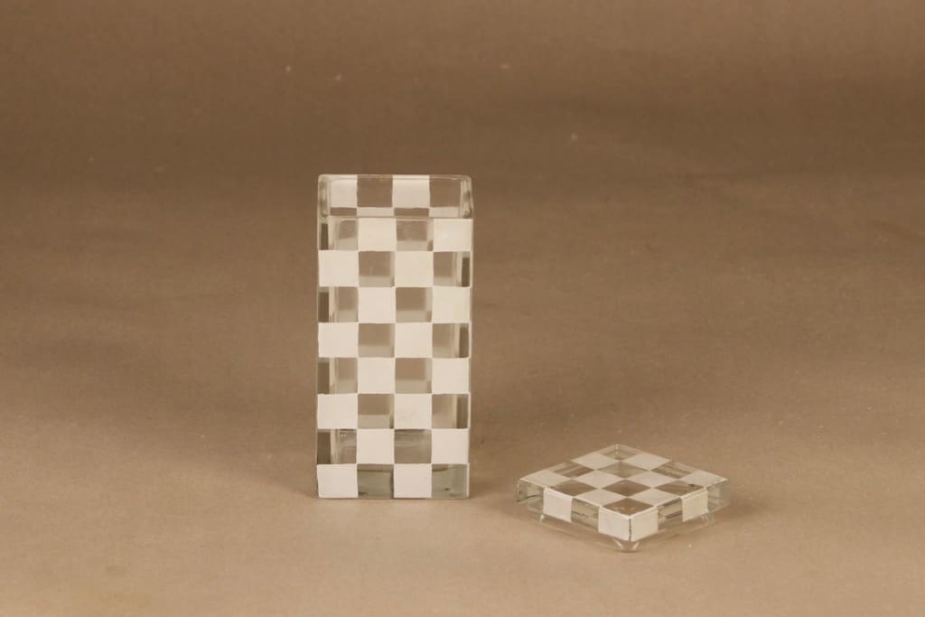 Marimekko glass jar with lid designer Hilkka Rahikainen 2