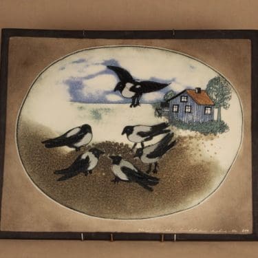 Arabia HLS seinätaulu, monivärinen, suunnittelija Heljä Liukko-Sundström, suuri, signeerattu, numeroitu