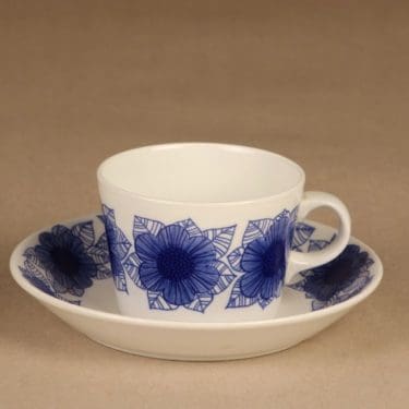 Arabia Malva kahvikuppi, sininen, suunnittelija Esteri Tomula, serikuva