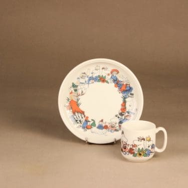 Arabia Muumi kuppi ja lautanen, monivärinen, suunnittelija Tove Slotte, serikuva