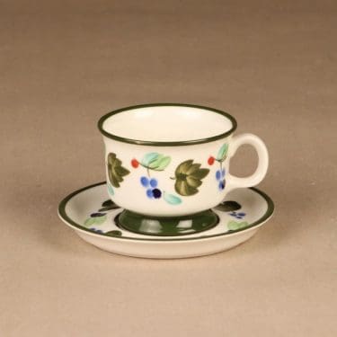 Arabia Palermo kahvikuppi ja lautaset, käsinmaalattu, suunnittelija Dorrit von Fieandt, käsinmaalattu, signeerattu kuva 2