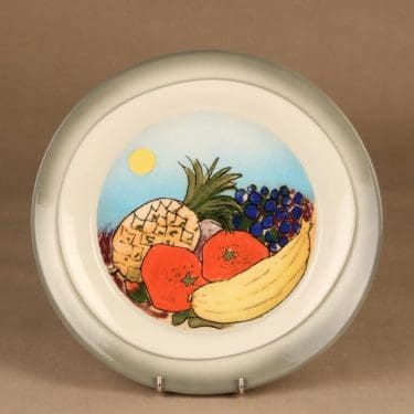 Arabia Tuuli lautanen, Etelän hedelmät, suunnittelija Heljä Liukko-Sundström, Etelän hedelmät, serikuva, hedelmä